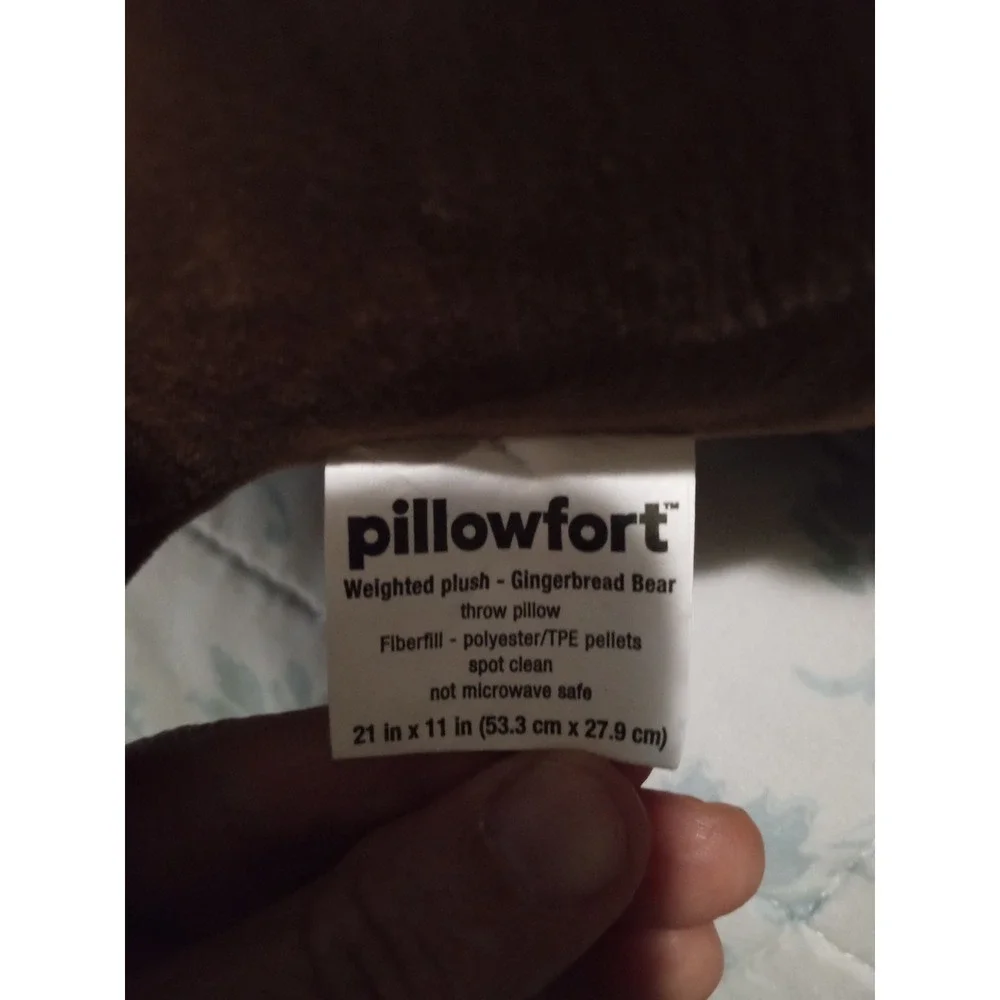 Pillowfort Weighted Plush Gingerbread Bear Brown Holiday Throw Pillow 21x11